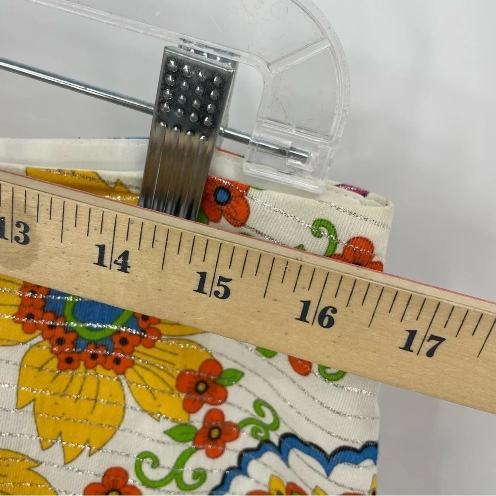 Trina Turk Tiered Skirt Floral Print Silver Pinstripes Size 10 multi color‎